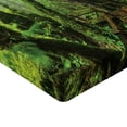 thumbnail image 2 of Ambesonne Forest Fitted Sheet, Entrance to Wilderness, Twin XL Size, Green Brown, 2 of 3