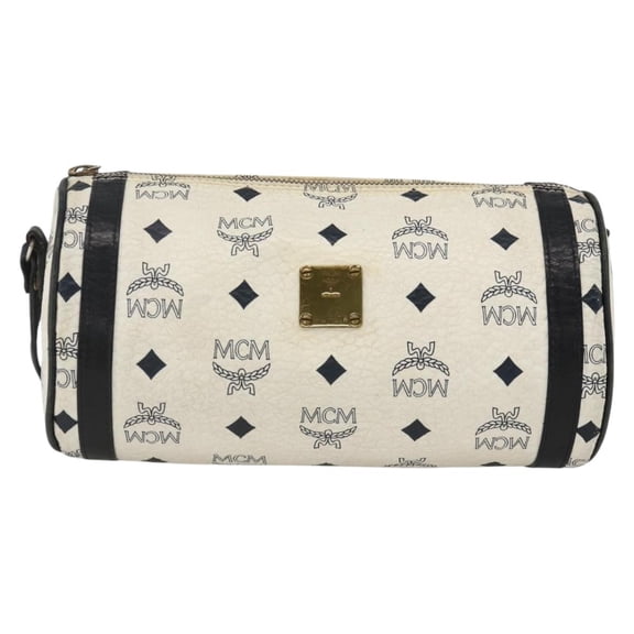 Pre-Owned MCM Visetos Leather White Leather Shoulder Bag Bag