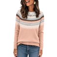 thumbnail image 2 of Women's Sweater Casual Vintage Crew Neck Knitted Sweater Cute Graphic Fall Fashion Pullover Jumper Tops, S, 2 of 7