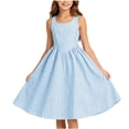 thumbnail image 3 of Jinhomg Girls Summer Striped Sundress 2026 Sleeveless Tank Dresses Flowy PLeated A Line Swing Sundress Casual Home Party Beach 5-15 Years Blue, 3 of 10