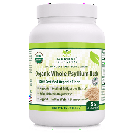Herbal Secrets USDA Certified Organic Psyllium Husk 16 (Best Psyllium Fiber Supplement)