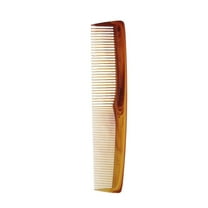 Unique Bargains 1 Pc Portable Two-Color Handle Flat Comb Amber Plastic