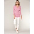 thumbnail image 5 of Made by Johnny Women's Deep V-Neck 3/4 Sleeve Slim Fitted T-Shirt Casual Cross Surplice Wrap Tops XL PINK, 5 of 6