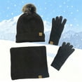thumbnail image 2 of YAYUBA Womens Winter Beanie Scarf Gloves Set, Pom Pom Hat with Warm Fleece Lined Long Knit Scarf Touchscreen Gloves for Cold Weather, 2 of 4