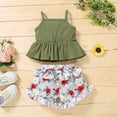 thumbnail image 3 of TheFound Kids Solid Color Sleeveless Spaghetti Strap Tops+ Floral Print Shorts, 3 of 10