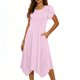 thumbnail image 1 of Mujeres Manga Corta Tops Casual Cuello Redondo Vestido de Impresión Irregularmente Falda Vestido de Manga Corta para Mujeres, 1 of 6
