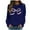 Navy, variant on Fiaer Woman Sweatshirts Trendy Crew Neck Bow Graphic Long Sleeve Pullover Oversized Baggy Fit Casual Solid Comfort Tops White XL
