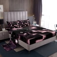 thumbnail image 1 of Gaming Bed Sheets Set for Girls Boys Abstract Gradient Checkered Full Sheet Set, Video Game Gamepad Print Sheets Geometric Ombre Plaid Bed Set, Black and Pink Flat Sheet, 1 of 7