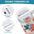 thumbnail image 5 of 30 oz Insulated Stainless Steel Tumbler Double Wall Stainless Steel Tumbler with 2-Way Drinking Coral and Teal Floral Pattern, 5 of 9