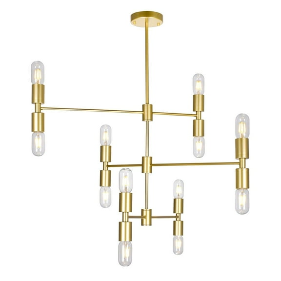CWI Lighting Hand Crank 12 Light Contemporary Metal Chandelier in Gold
