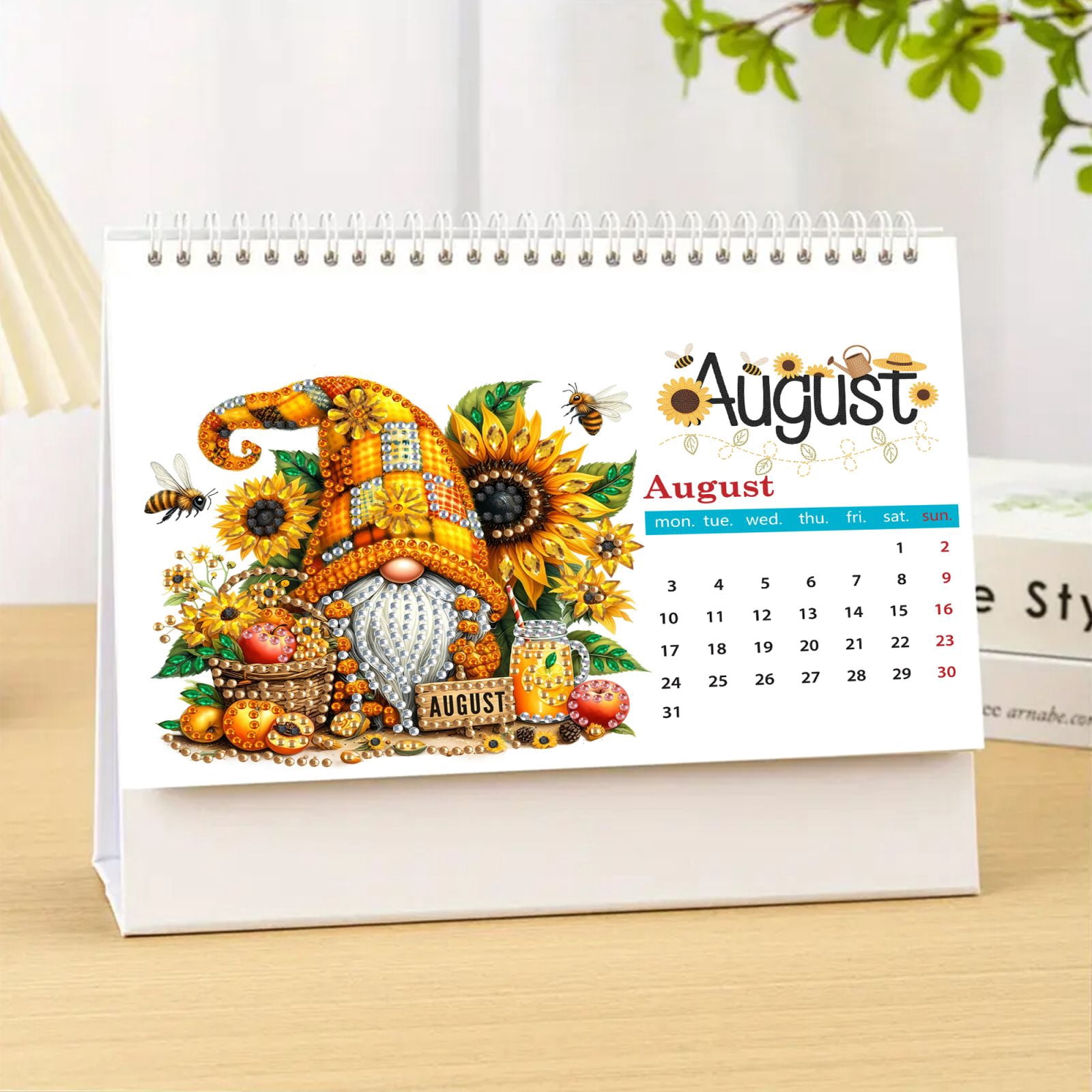 FLOPESN 2026 DIY Diamond Art Painting Desk Calendar,Thick Paper Monthly Flip Tabletop Calendars for Office Home Decor Planning-Goblin