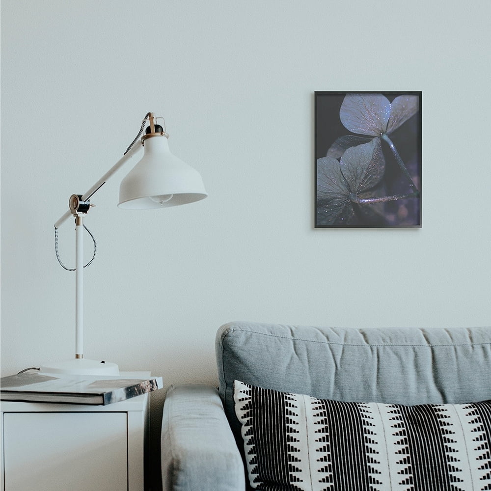Stupell Industries Dark Tone Glittered Clover Petals Detail Black Framed by Daphne Polselli