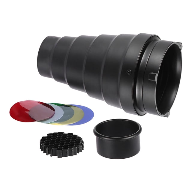 Kit de snoot de aleación de aluminio, con rejilla de panal, 5 filtros de color, para montaje , , fotografía, lámpara de