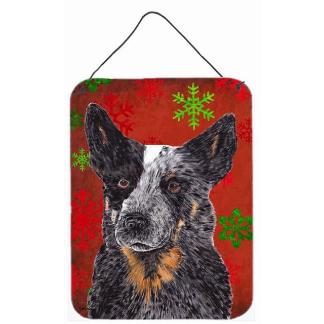 Carolines Treasures SC9436DS1216 12 x 16 Po. Flocons de Neige Rouges Australian Cattle Dog Impressions Murales Ou de Porte en Métal Aluminium de Noël
