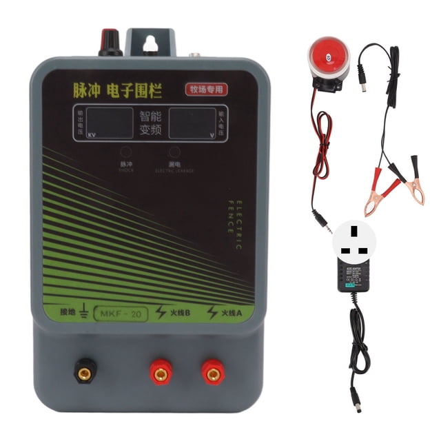 Cargador de cerca eléctrica, indicador de luz de alarma de falla, cargador de cerca eléctrica de pulso para granja, zoológico, enchufe del Reino Unido de 100-240V