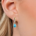 thumbnail image 3 of Gem Stone King 925 Silver and 10K Yellow Gold Swiss Blue Topaz and White Lab Grown Diamond Stud Earrings for Women | 1.59 Cttw | Gemstone November Birthstone | Pear Shape 7X5MM, 3 of 6