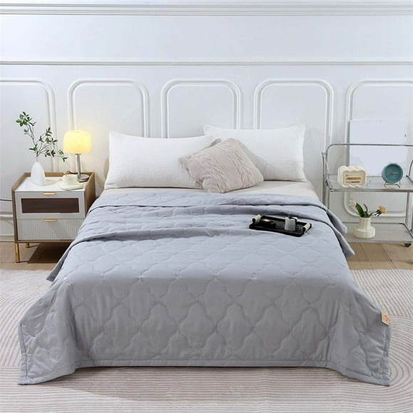 100x150CM Quilts for Office and Sofa - Soft Bed Summer Quilt Lightweight Microfiber Modern Style Coverlet for All Season - Gray