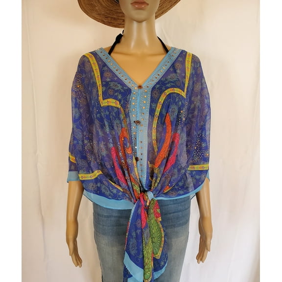 Kimono Cover Up With Stones Versatile 7 Way Boho Wrap Sheer Kimono Duster Dressy Summer Shawl Beach Cover Up