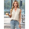 thumbnail image 6 of Womens Summer Sleeveless Silk Satin V Neck Business Casual Tank Tops apricot XXL, 6 of 7