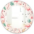 thumbnail image 2 of Designart 'Tropical Botanicals, Flowers And Flamingo II' Modern Round Wall Mirror - Triple C, 2 of 3