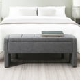 thumbnail image 3 of GZXS Upholstered Linen Storage Ottoman Bench with Lift Top and Safety Hinge, Modern Comfy Window Vanity Bench, for Living Room, Bedroom, Entryway (Dark Gray), 3 of 8