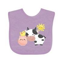 Inktastic Fun Farm Animals Cow, Pig, Chick Boys or Girls Baby Bib