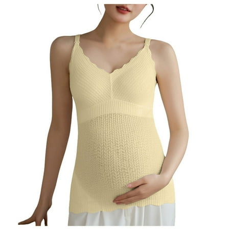 Mepaouo Maternity Tank Tops with Built in Bra Support Nursing Pregnancy Clothes Sleveless Camisoles