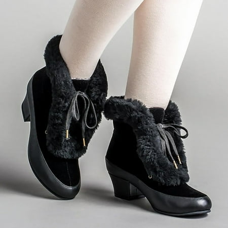 

YOUSNH 2024 New Snow Shoes Foreign Trade Large Size Plush Short Boots Warm Cotton Boots Cotton Shoes Womens Boots Black 7.5