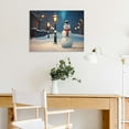 thumbnail image 5 of Fenyluxe Christmas Snowman Under the Street Lamp Canvas Wall Decor for Bedroom Kitchen - Ready To Hang Room Home Art Decor - Print On Canvas 16x12in, 5 of 6