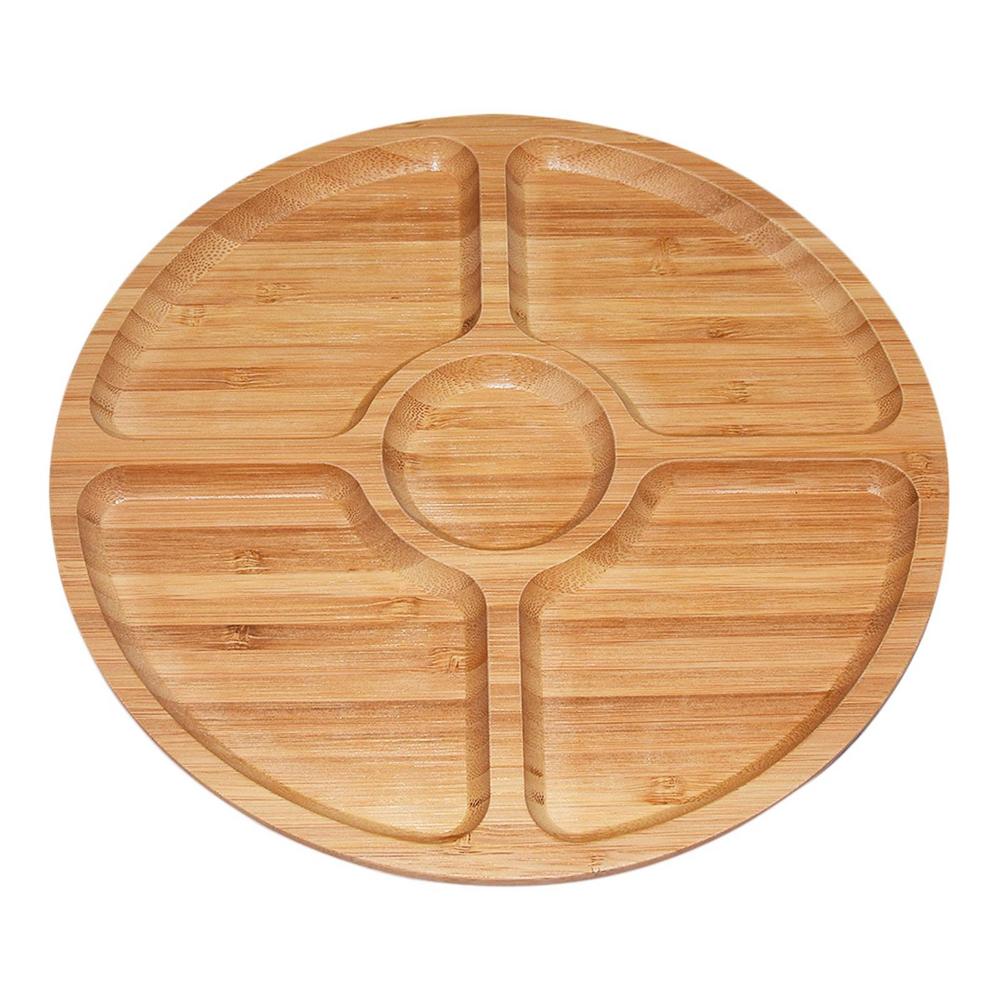 Tohuu Wooden Divided Serving Trays Divided Serving Tray with 5