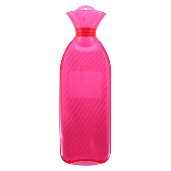 Thermoplastic PVC Transparent Hot Water Bottle Bag Heat Cold Therapy Hot Water Sack (Transparent-Pink)
