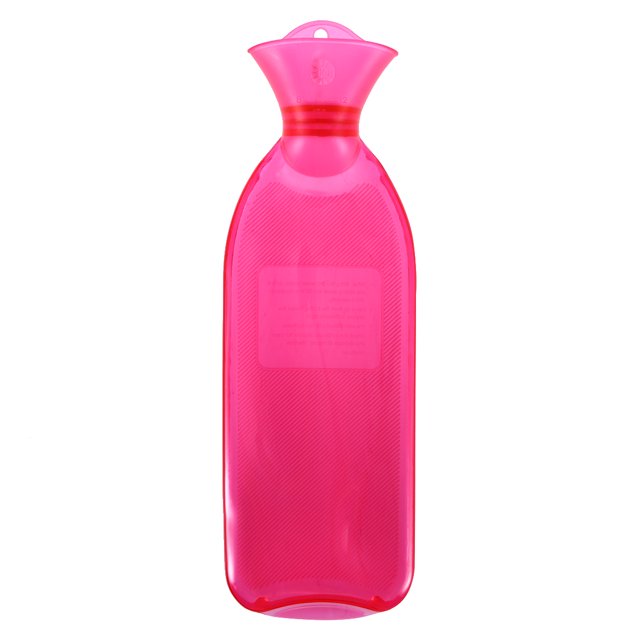 Thermoplastic PVC Transparent Hot Water Bottle Bag Heat Cold Therapy Hot Water Sack (Transparent-Pink)
