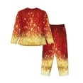 thumbnail image 2 of Junzan Red Gold Glitter Print Womens Pajama Sets,Long Sleeve Button Down For Women Pjs 2 Piece, 2 of 9