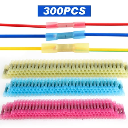 300-pack Heat Shrink Butt Connectors, Crimp Wire Connector Waterproof Insulated Splice Terminal for Marin Boat Automotive Terminal