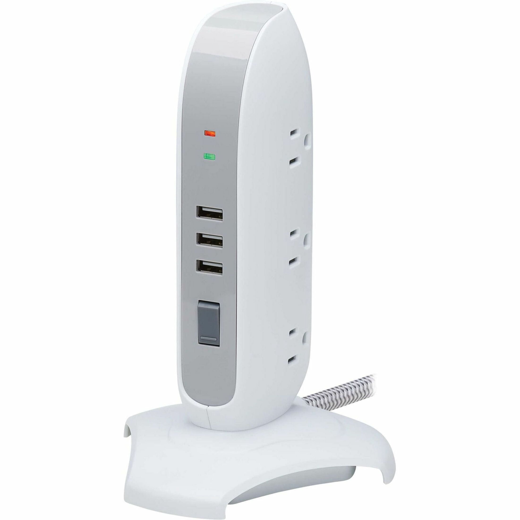 Tripp Lite Surge Protector Tower 5-Outlet 3 USB Ports 6ft Cord 5-15P White