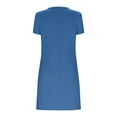 thumbnail image 7 of RYRJJ Summer Casual Dresses for Women Mini Vacation Dress V-Neck Short Sleeve Split Hem Beach T-Shirt Dress(Blue,L), 7 of 7