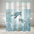 thumbnail image 5 of MIZHONA Blue Sea Turtles No Hook Shower Curtain with Snap in Liner,Teal Summer Bath Curtain,71"× 71", 5 of 6