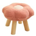 thumbnail image 2 of Small Foot Stool Cute Sunflower Soft Teddy Velvet High Resilience Wooden Footstools for Bedroom Living Room Sofa Pink, 2 of 5