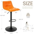 thumbnail image 4 of Bar Stools Set of 2, Adjustable Swivel PU Leather Barstools with Back Counter Height Barstools Airlift Curved Bar Chairs for Kitchen Dining Cafe, Orange, 4 of 10