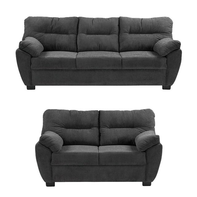 Sala 3-2 TRINITY Monza 2 Piezas (Sofá, Love Seat) Gris Carbón Para Sala