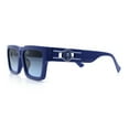 thumbnail image 6 of Luxe Lion Head Jewel Hinge Narrow Rectangle Horn Rim Plastic Sunglasses Blue - Navy, 6 of 8