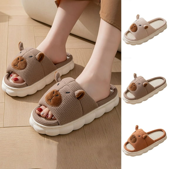 Slippers for Women Men Casual Slip-on Flats Home Indoor Outdoor Close Toe Unisex Couples House Slippers Brown 6.5
