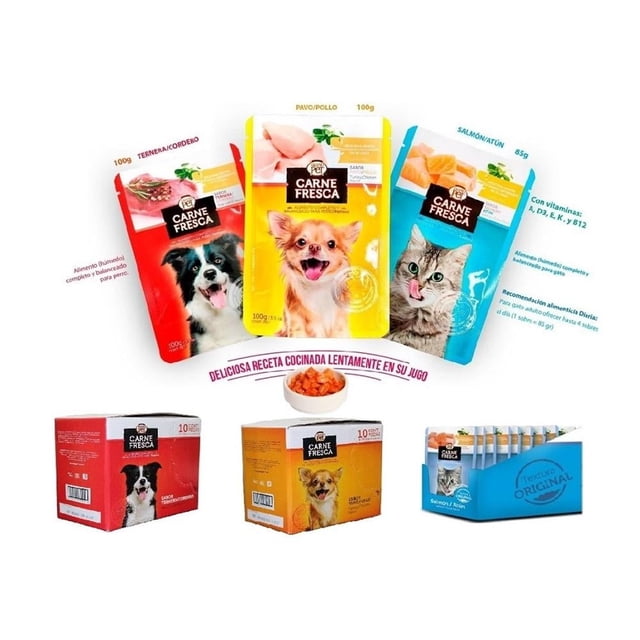 Alimento para perro y gato Grand Pet Carne Fresca Pouch surtido 100gr