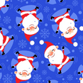 thumbnail image 2 of 45 x 36 Christmas Santa making Snow Angels on Blue 100% Cotton Fabric, 2 of 2