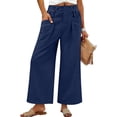 thumbnail image 2 of GUACER Wide Leg Pants for Women Elastic Waist Pleated Textured Trousers with Pockets Casual Loose Fit Pants, 2 of 7