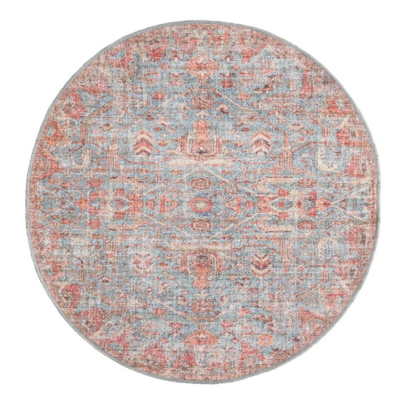 Unique Loom Nostalgia Collection Area Rug - Olivia (3' 11" Round Antique Blue/Ivory)