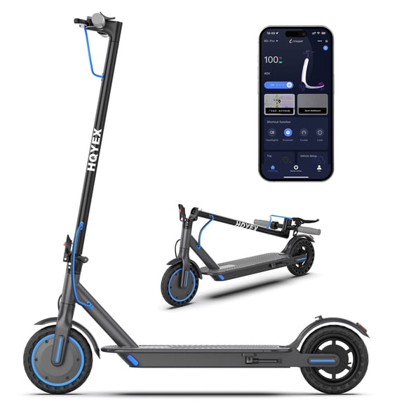 HQYEX Adult Folding E-Scooter, 350W Motor, 19MPH, 15-20 Mile Range, 8.5" Solid Tire, APP Control, Lightweight Commuter Scooter