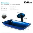 thumbnail image 5 of KRAUS Rectangular Blue Glass Bathroom Vessel Sink and Waterfall Faucet Combo Set with Matching Disk and Pop-Up Drain, Oil Rubbed Bronze Finish, 5 of 8
