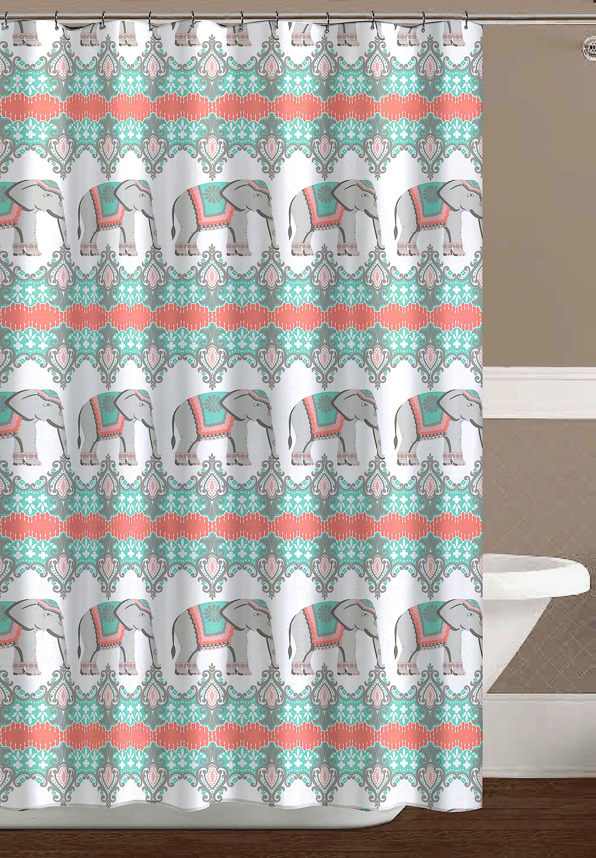coral gray shower curtain