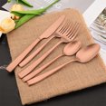 thumbnail image 3 of Scheam 5 Pcs Matte Satin Finish Flatware,Stainless Steel Tableware Set,Mirror Polished Cutlery Set,Knives Forks and Spoons Set for Home Kitchen Restaurant, Dishwasher Safe (Rose Gold), 3 of 7